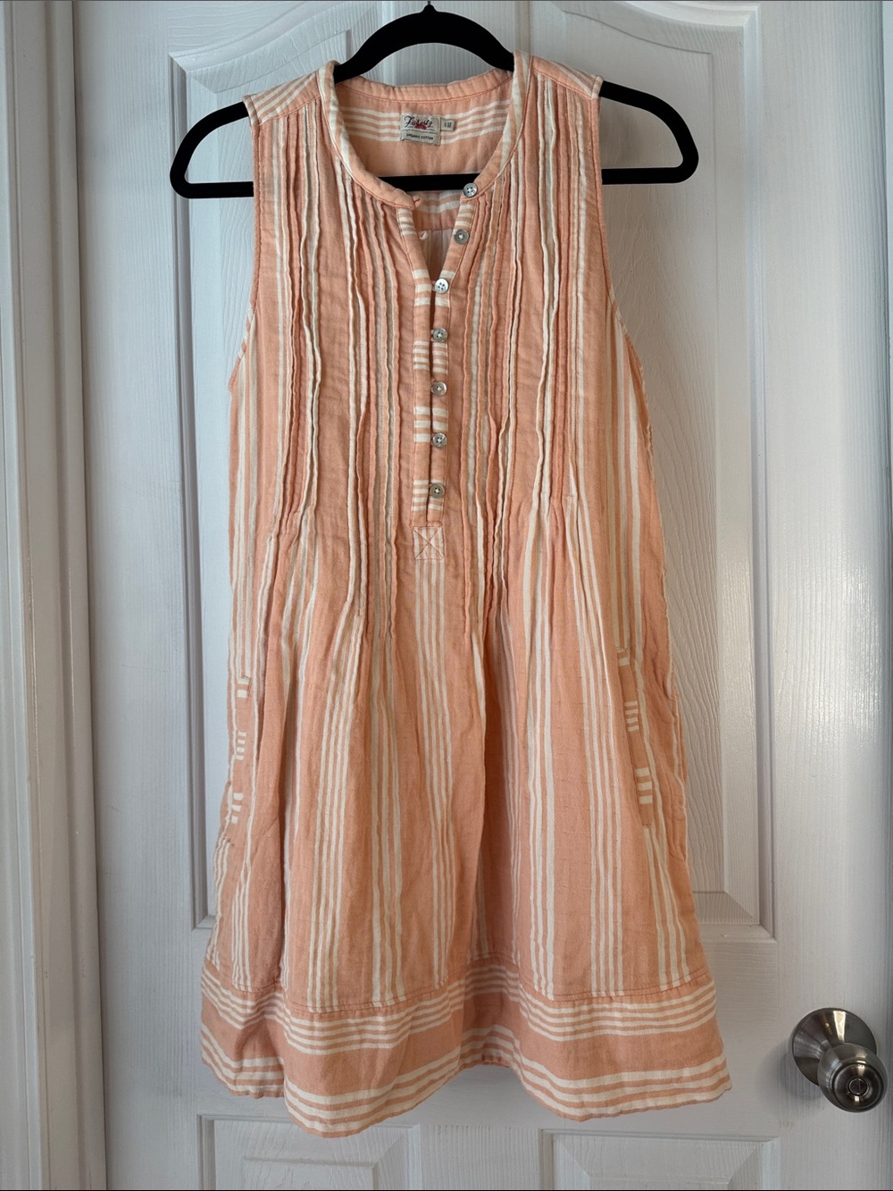 Faherty Peach and White Striped Sleeveless Dress (BB)